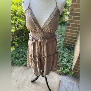 NWT Justify Gray/Beige Bohemian Sundress size M